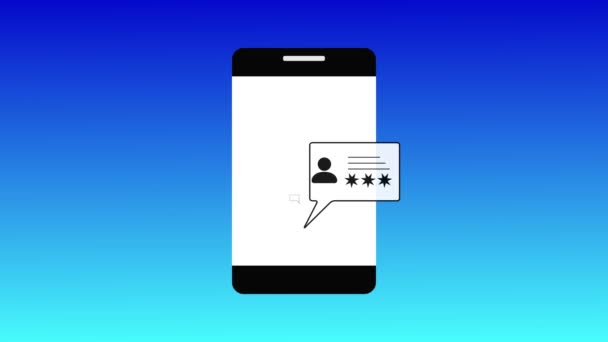Smartphone Mit Chat Benachrichtigungssymbol Animiert Auf Blauem Hintergrund — Stockvideo