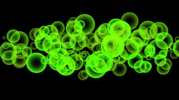 Abstract Green Glowing Bubbles Animated Black Background — 비디오