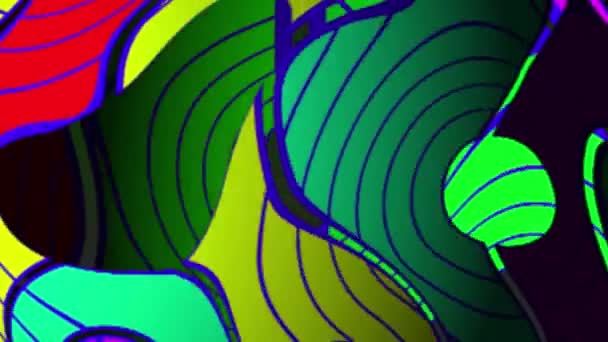 Abstract Colorful Wavy Pattern Background Vibrant Hues Purple Green Yellow — Stockvideo