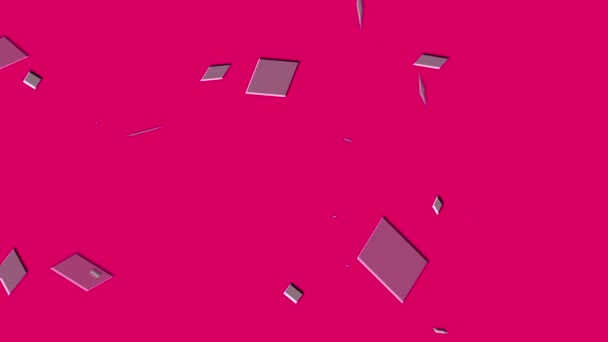 Abstract Pink Background Animated Floating Geometric Shapes Various Shades Purple — Stock Video