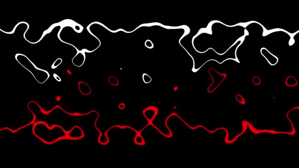 Abstrakt Röd Och Vit Neon Linjer Animerade Svart Bakgrund — Stockvideo