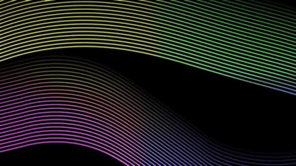 Абстрактные Цветные Неоновые Волновые Линии Оживленные Темном Фоне — стоковое видео