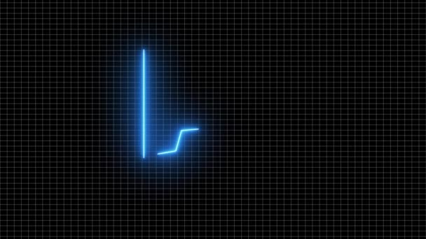 Neon Blå Glödande Linje Diagram Animerad Mörkt Rutnät Bakgrund — Stockvideo