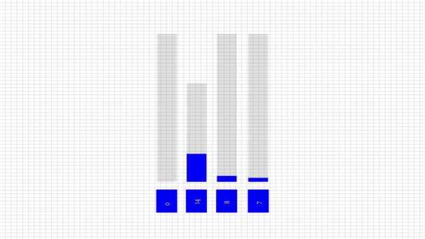Niebieski Wykres Słupkowy Animowany Tle Siatki Przedstawiający Analizę Danych Lub — Wideo stockowe