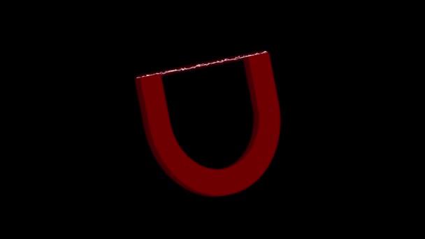 Magnet Potcoavă Roșie Animat Fundal Negru Suprafață Reflectorizantă — Videoclip de stoc