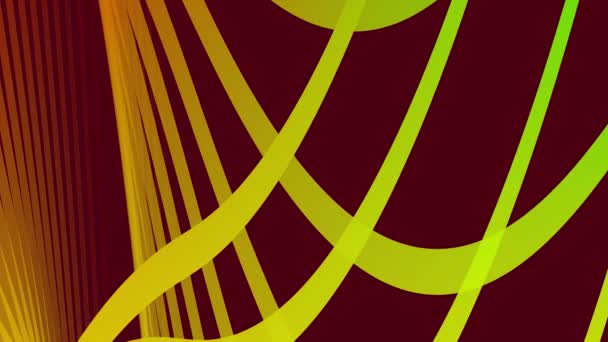 マルーンバックドロップでアニメーションされた黄色と緑の線の抽象的なデジタル背景 — ストック動画