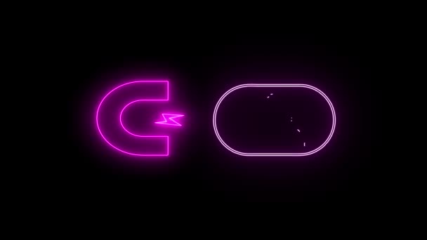 Semne Neon Magnet Care Atrage Pictogramă Utilizator Animată Fundal Întunecat — Videoclip de stoc