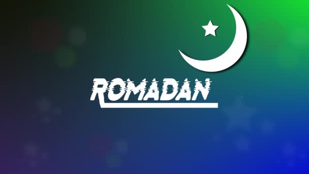 Ramadan Kareem Salam Dengan Bulan Sabit Dan Bintang Pada Warna — Stok Video