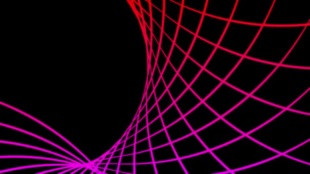 Абстрактні Неонові Рожеві Лінії Сітки Анімовані Чорному Тлі — стокове відео