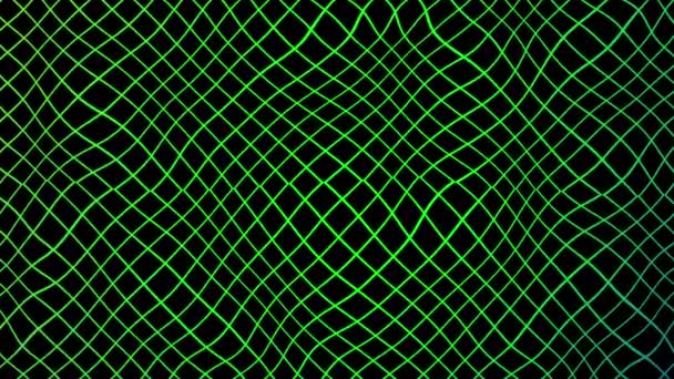 Abstrakte Grüne Gitterlinien Animiert Auf Schwarzem Hintergrund — Stockvideo