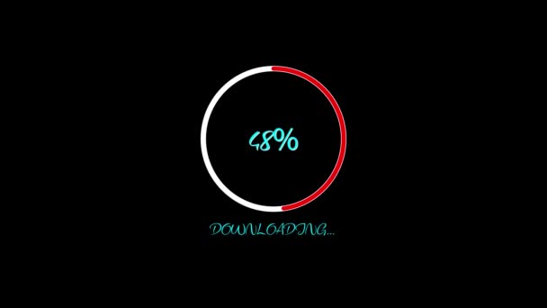 Digital Progress Loading Bar Downloading Completion Animated Black Background — Stock Video