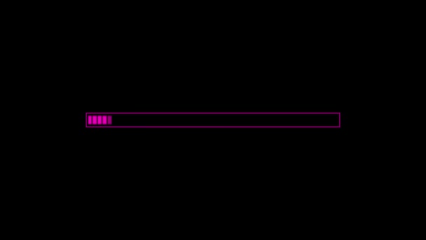 Neon Gloeiende Laad Balk Geanimeerd Een Zwarte Achtergrond — Stockvideo