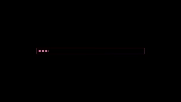 Neon Świecący Pasek Ładowania Animowany Czarnym Tle — Wideo stockowe
