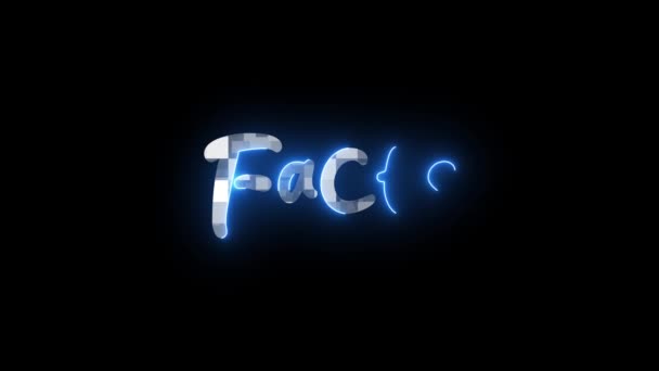 Neon Znak Słowem Fakty Oświetlone Niebieskim Animowane Ciemnym Tle — Wideo stockowe