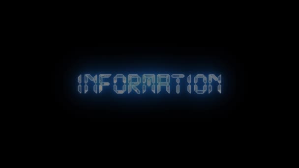 Conceito Digital Com Palavra Informação Brilhando Azul Animado Fundo Escuro — Vídeo de Stock