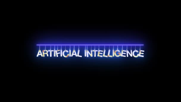 Signo Neón Con Las Palabras Inteligencia Artificial Animada Sobre Fondo — Vídeos de Stock
