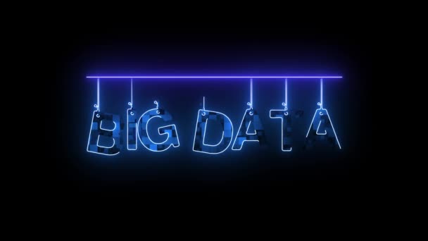 Sinal Néon Com Palavras Big Data Brilhando Azul Animado Fundo — Vídeo de Stock