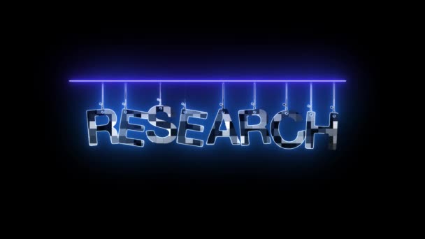 Sinal Néon Com Palavra Investigação Brilhando Azul Animado Fundo Escuro — Vídeo de Stock