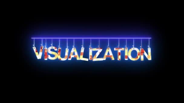 Texto Visualização Com Efeito Brilho Néon Animado Fundo Escuro — Vídeo de Stock