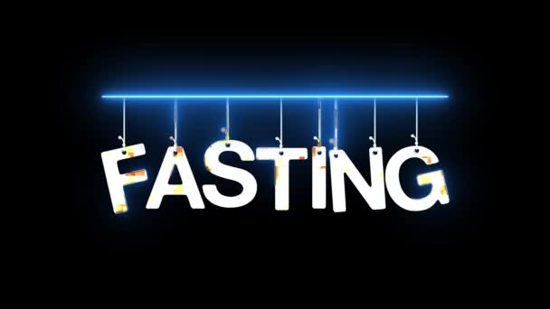 Insegna Neon Con Parola Fasting Illuminata Colori Vivaci Animata Sfondo — Video Stock