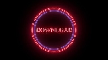 Kelime ile neon işareti Dairesel bir okun içine indir koyu arkaplan üzerine canlandırılmış.