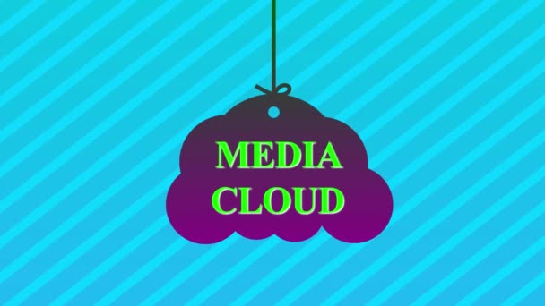 Цветная Графика Тремя Облачными Иконками Представляющими Концепцию Медиа Облака Символами — стоковое видео