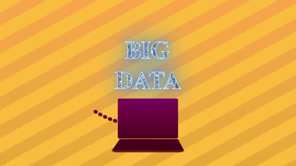 Färgglada Big Data Koncept Med Bärbar Dator Och Ikoner Animerade — Stockvideo