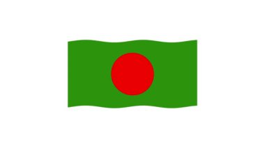 Waving flag of Bangladesh with a red circle on a green field animated symbolizing the sun over the Bengal forest.