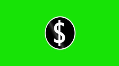 Animated dollar icon on a green color background.