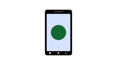 Akıllı telefon ekranı beyaz arkaplanda yeşil haç simgesi canlandırıldı.