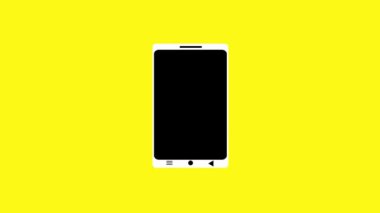 Sarı arkaplanda boş ekran simgesi olan modern akıllı telefon.