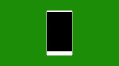 Yeşil arkaplanda boş ekran simgesi olan akıllı telefon. Modern mobil teknoloji kavramı.