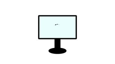 Ekranda simge yükleyen bilgisayar monitörü beyaz arkaplanda canlandırıldı.
