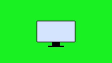Parlak yeşil arkaplanda modern Ultra HD televizyon ekran simgesi canlandırıldı.