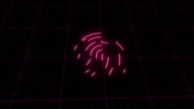 Siyah arkaplanda neon parlayan parmak izi simgesi canlandırıldı.