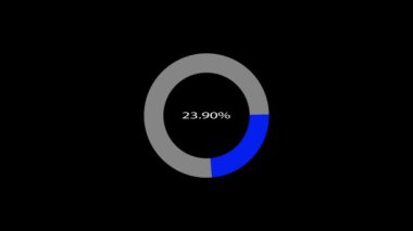 Circular progress bar completion animated on a black background.