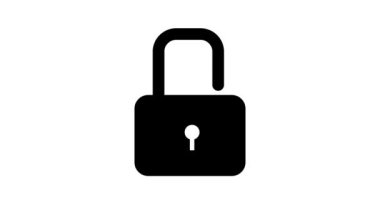 Black color lock icon animated on a white background.