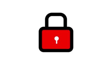 Red color lock icon animated on a white background.