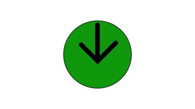 Animated green download icon with black arrow on a white background.
