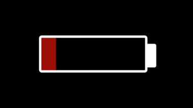 Fully charged battery icon animated on a black background.