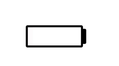 Fully charged green battery icon animated on a white background.