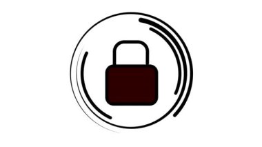 Red padlock icon inside a dashed circular border animated on a white background.