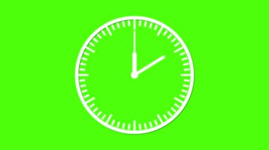 White color clock icon animated on a green background.