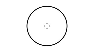 Black dollar sign in a double circle animated on a white background.