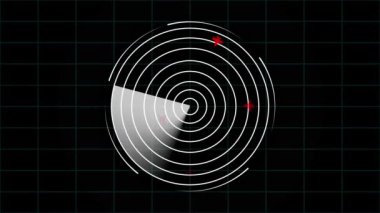Animated radar screen airplane icon on a black background.