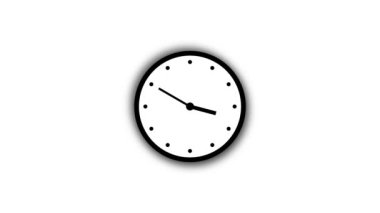 12 saatlik döngü içinde animasyon saat. Beyaz arkaplanda hareket eden okları olan saat.