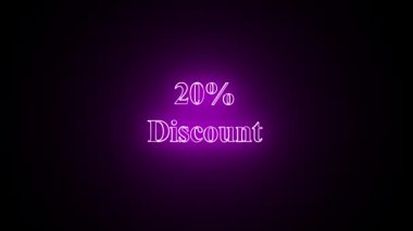 Promosyon ve satış reklamları için% 20 indirimli neon metin ile canlı mor arka plan.
