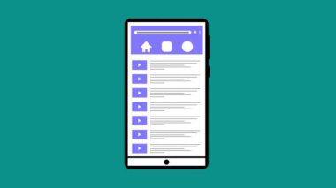 Smartphone video oynatma grafiği simgesi ekranda bir arkaplanda canlandırıldı.