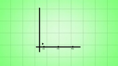 Abstract green background with a animated simple black graph chart and grid lines.