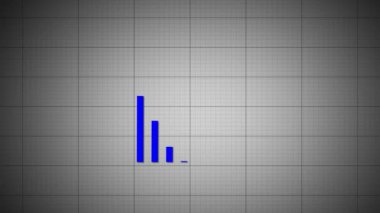 Graph with descending bars animated on grid background.